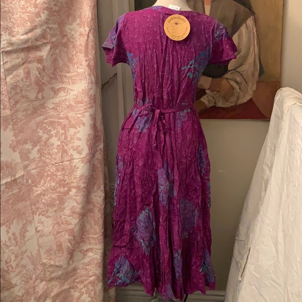 Global Village batik dress S purple blue NWT - Picture 3 of 8